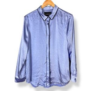 NWT Wildfang The Empower Satin Long Sleeve Button-Up Shirt Periwinkle Size Small